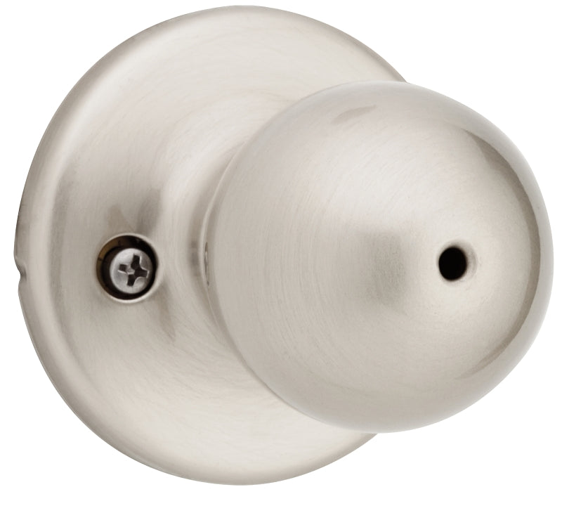Weiser Yukon Series GAC331 Y15 Privacy Door Knob, 1-7/8 in Dia Knob, Satin Nickel