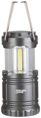 PowerZone LP-6378-COB Collapsible Camping Lantern, LED Lamp, White Light, ABS, Silvery Black Gun-Metal Finish