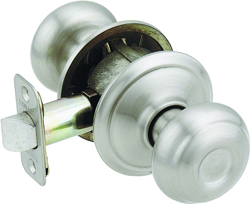 Schlage Georgian Series F10 GEO 619 Passage Knob, Knob Handle, Metal, Satin Nickel, 2-3/8, 2-3/4 in Backset
