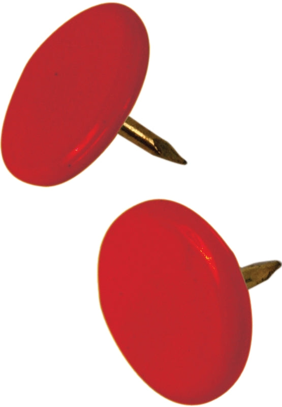 Hillman 122673 Thumb Tack, 15/64 in Shank, Steel, Painted, Red, Cap Head, Sharp Point