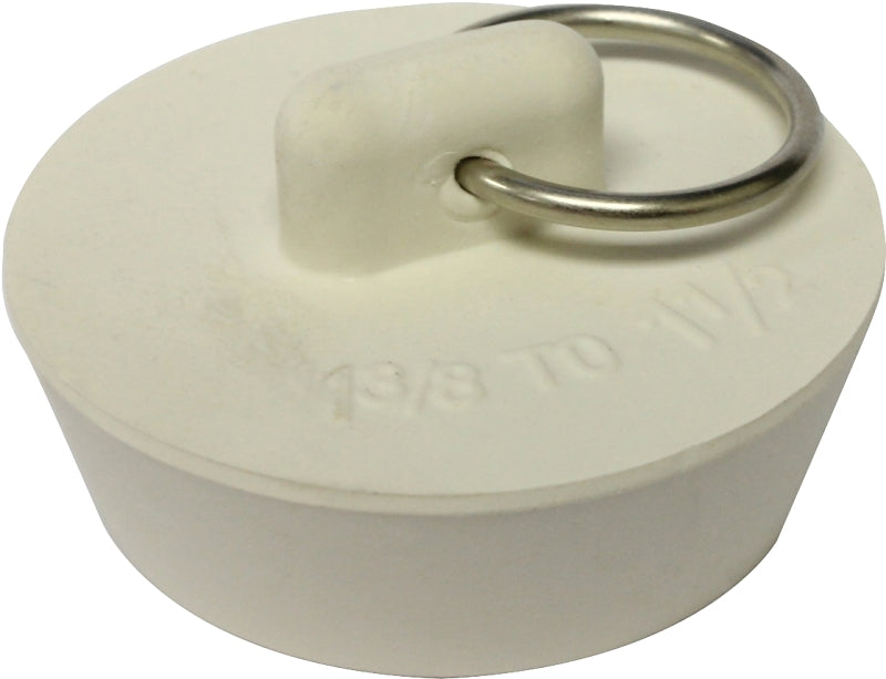 Plumb Pak Duo Fit Series PP820-39 Drain Stopper, Rubber, White, For: 1-3/8 in to 1-1/2 in Sink