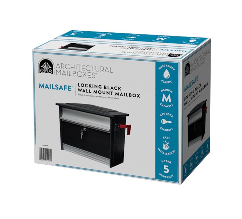 Gibraltar Mailboxes Mailsafe MSK00000 Mailbox, 840 cu-in Capacity, Aluminum, Black, 17.1 in W, 8.4 in D, 13.3 in H
