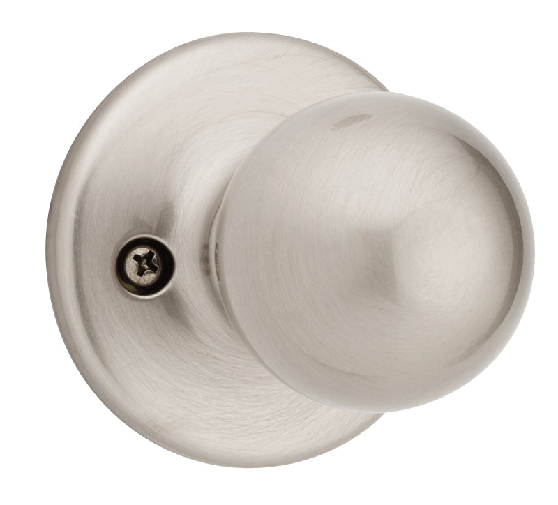 Weiser Yukon GAC101Y15 Passage Knob, 1-7/8 in Dia Knob, 1-3/8 to 1-3/4 in Thick Door, Satin Nickel