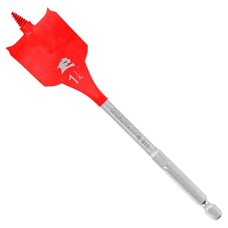 Diablo SPEEDemon DSP2150 Spade Drill Bit, 1-1/4 in Dia, 6 in OAL, 10 mm Dia Shank, Hex Shank