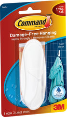 Command 17083B Designer Hook, 3/4 in Opening, 5 lb, 1-Hook, Plastic, White