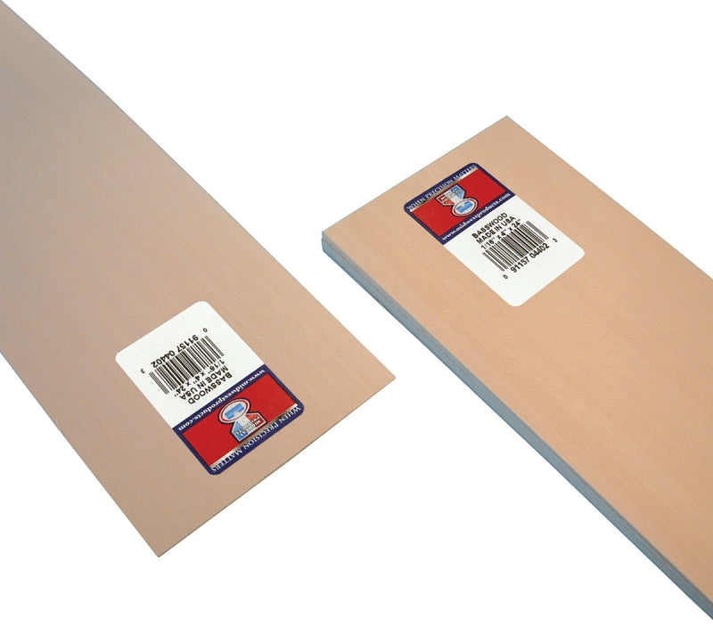 Midwest Products 4402 Basswood Sheet, 24 in L, 4 in W, Basswood