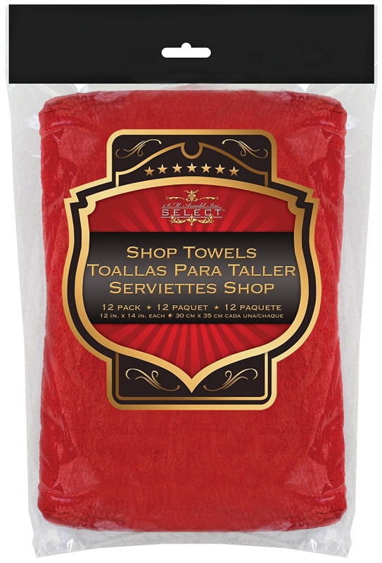 Sm Arnold SELECT 85-765 Shop Towel, Cotton, Red