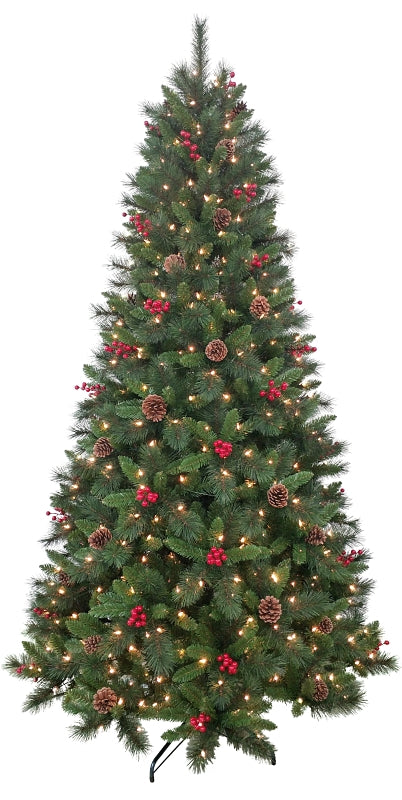 PULEO ASIA LIMITED 357-3516-T75C5 Pine Bristles w/Cones & Berries, 7.5 ft