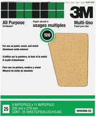 3M 99403NA-CC Sandpaper, 11 in L, 9 in W, Extra Coarse, 120 Grit, Aluminum Oxide Abrasive, Paper Backing