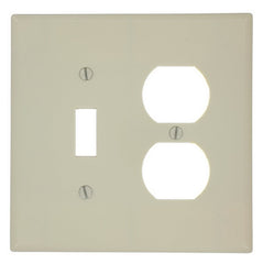 Leviton 80505-I Combination Wallplate, 4-3/8 in L, 3-1/8 in W, Midway, 2 -Gang, Plastic, Ivory, Device Mounting