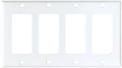 Eaton Cooper Wiring 2164W-BOX Wallplate, 4-1/2 in L, 8.19 in W, 4 -Gang, Thermoset, White, High-Gloss