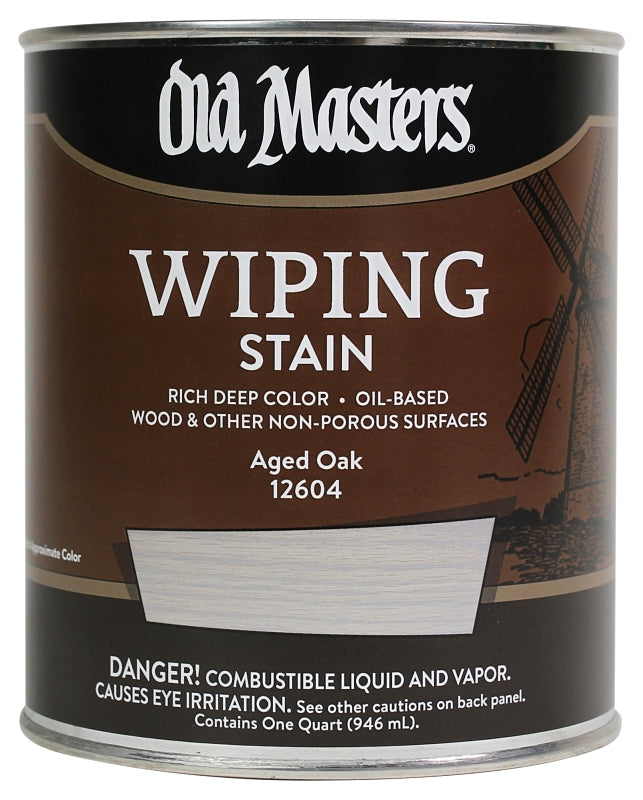 Old Masters 12604 Wiping Stain, Aged Oak, Liquid, 1 qt, Can