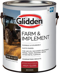 Glidden GLFIIE50BR-01 Exterior Paint, High-Gloss, Brown, 1 gal
