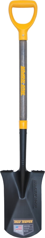True Temper 2540800 Border Spade, 6.88 in W Blade, Steel Blade, Hardwood Handle, Poly Ergonomic D-Grip Handle