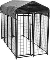Lucky Dog CL 60548 Uptown Kennel, 8 ft OAL, 4 ft OAW, 6 ft OAH, Steel, Powdered, Black
