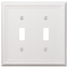 Amerelle 149TTW Wallplate, 4-7/8 in L, 4-15/16 in W, 2 -Gang, Steel, White