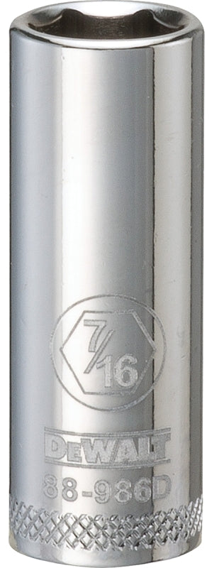 DeWALT DWMT88986OSP Drive Socket, 7/16 in Socket, 3/8 in Drive, 6-Point, Vanadium Steel, Polished Chrome