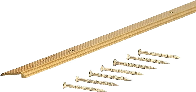 M-D 79111 Tile Edge, 72 in L, 3/4 in W, Vinyl, Satin Brass