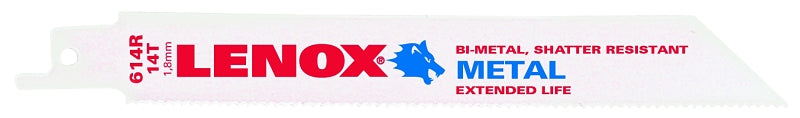 Lenox 20564614R Reciprocating Saw Blade, 3/4 in W, 6 in L, 14 TPI