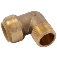 SharkBite U286LFA Pipe Elbow, 3/4 in, Push-To-Connect, 90 deg Angle, Brass, 200 psi