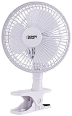 PowerZone FT-602 Oscillating Portable Fan, 120 VAC, 6 in Dia Blade, 3-Blade, 2-Speed, 60 deg Rotating, White