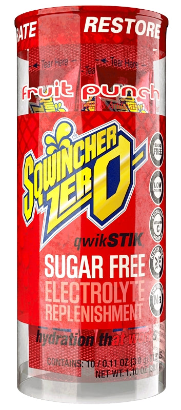 Sqwincher Qwik Stik ZERO Series 159060160 Drink Mix, Sugar-Free, Powder, Fruit Punch Flavor, 0.11 oz Stick