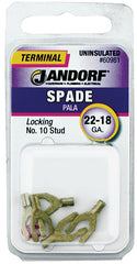 Jandorf 60981 Spade Terminal, 600 V, 22 to 18 AWG Wire, #10 Stud, Copper Contact