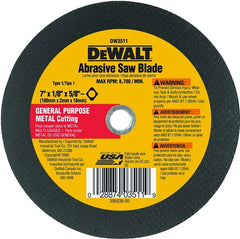 DeWALT HIGH PERFORMANCE DW3511 Abrasive Saw Blade, 7 in Dia, 5/8 in Arbor, Aluminum Oxide Cutting Edge