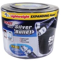 POCKET hose Silver Bullet 17843-6 Expanding Garden Hose, 3/4 in, 50 ft L, Plastic, Black, 2.0