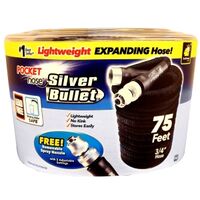 POCKET hose Silver Bullet 17844-6 Expanding Garden Hose, 3/4 in, 75 ft L, Plastic, Black, 2.0