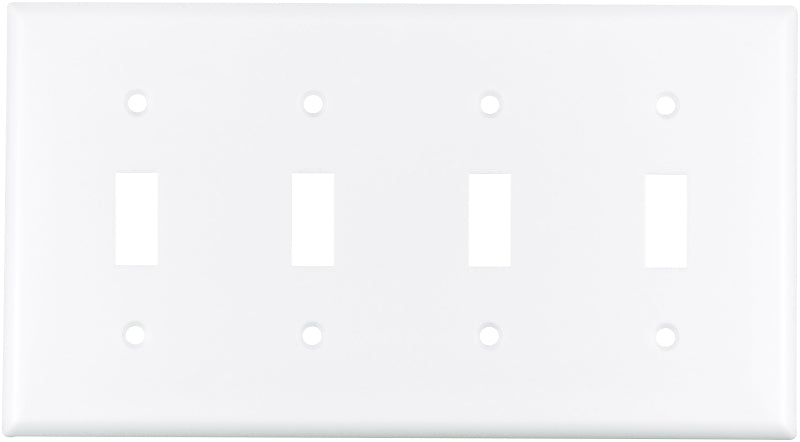 Eaton Wiring Devices 2154W-BOX Wallplate, 4-1/2 in L, 8.19 in W, 4 -Gang, Thermoset, White, High-Gloss
