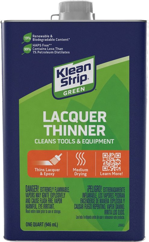 Klean Strip QKGL75009 Lacquer Thinner, Liquid, Water White, 1 qt, Can