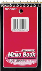 Top Flight MB-17 Series 4610618 Narrow Rule Notebook, 5 in L x 3 in W Sheet, 60-Sheet, Wirebound Binding