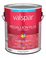 Medallion Plus 029.1025004.007 Exterior Paint and Primer, Acrylic, Flat, Clear, 1 gal, 400 sq-ft/gal Coverage Area