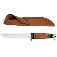 Case 381 Utility Knife with Sheath, 5 in L Blade, Stainless Steel Blade, Brown/Tan Handle