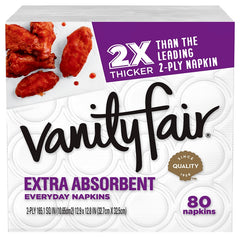 Vanity Fair 35236 Extra Absorbent Napkin, 6.38 in L, 6.38 in W, 2-Ply, Paper