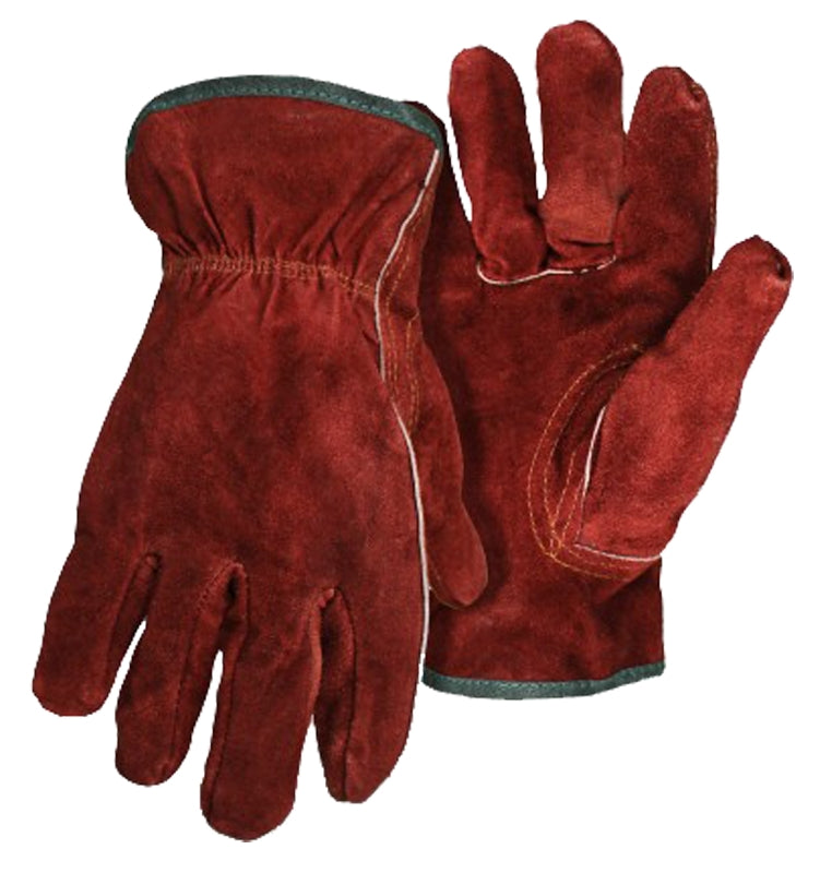 Boss 4175M Gloves, M, Keystone Thumb, Open, Shirred Elastic Back Cuff, Split Cowhide Leather Palm