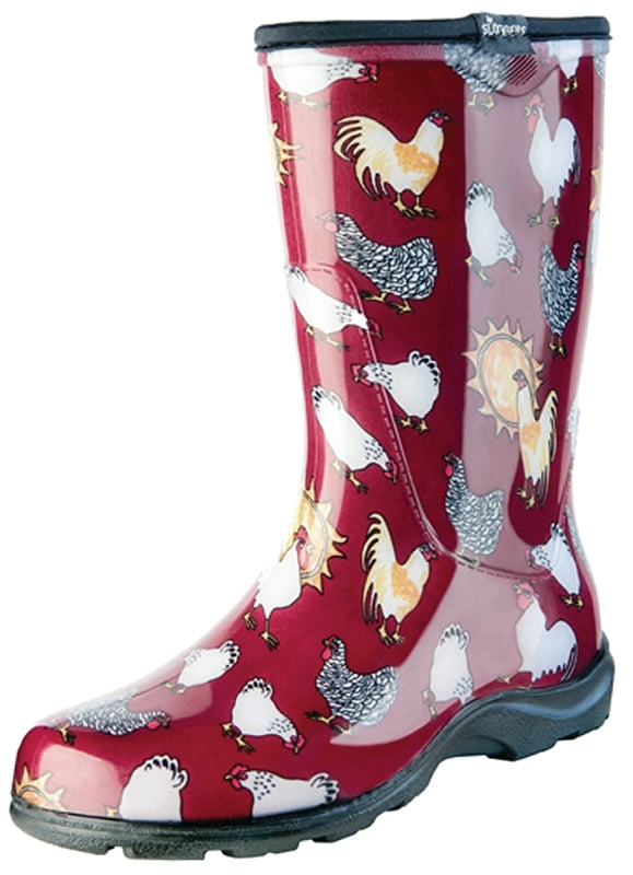 Sloggers 5016CBR-06 Rain and Garden Boots, 6 in, Chicken, Barn Red