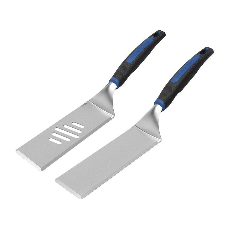 Mr. BAR-B-Q 08836RZ Griddle Spatula Set, Stainless Steel Blade, Stainless Steel, Plastic Handle, 16.41 in OAL