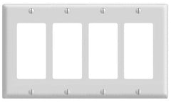 Decora 80412-W Wallplate, 4-1/2 in L, 8.18 in W, 4 -Gang, Thermoset Plastic, White, Smooth