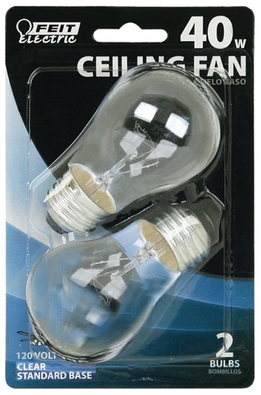 Feit Electric BP40A15/CL/CF Incandescent Lamp, 40 W, A15 Lamp, Medium E26 Lamp Base, 2700 K Color Temp