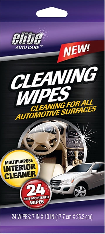 Elite Auto Care 8911 Automotive Wipes, 7 in L, 10 in W, 24-Wipes