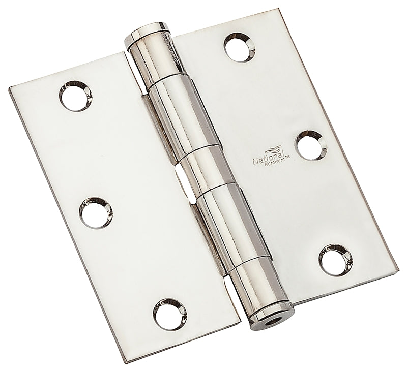 National Hardware 179 Series N236-110 Standard Weight Template Hinge, 3-1/2 in H Frame Leaf, Steel, Chrome, 80 lb
