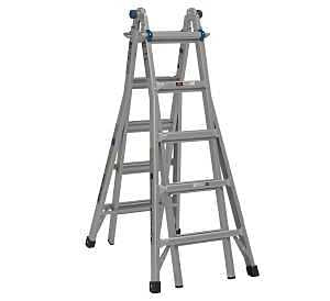 Werner MT1AA-22 Multi-Position Ladder, 22 ft Max Reach H, 20-Step, 375 lb, Type IAA Duty Rating, 1 in D Step, Metal