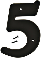 Hy-Ko 30200 Series 30205 House Number, Character: 5, 6 in H Character, Black Character, Plastic