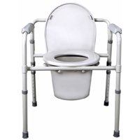 Medline G1-200RX1 3-in-1 Bedside Folding Commode, 14-1/2 in W Seat, White