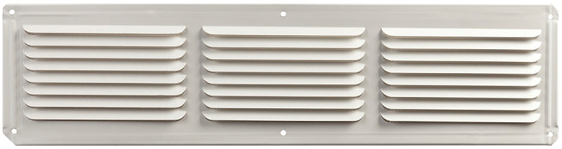 Master Flow EAC16X4W Undereave Vent, 4 in L, 16 in W, 26 sq-ft Net Free Ventilating Area, Aluminum, White