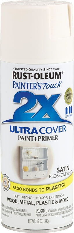 2X Ultra Cover 346950 Spray Paint, Satin, Blossom White, 12 oz, Can