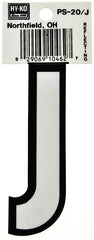 Hy-Ko PS-20/J Reflective Letter, Character: J, 3-1/4 in H Character, Black/White Character, Vinyl
