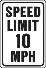 Hy-Ko HW-10 Traffic Sign, Rectangular, SPEED LIMIT 10, Black Legend, White Background, Aluminum